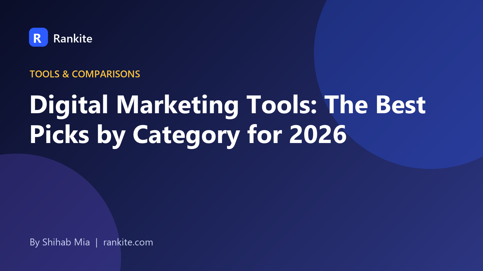 Digital marketing tools organized by category: SEO, PPC, social, email, analytics, and design