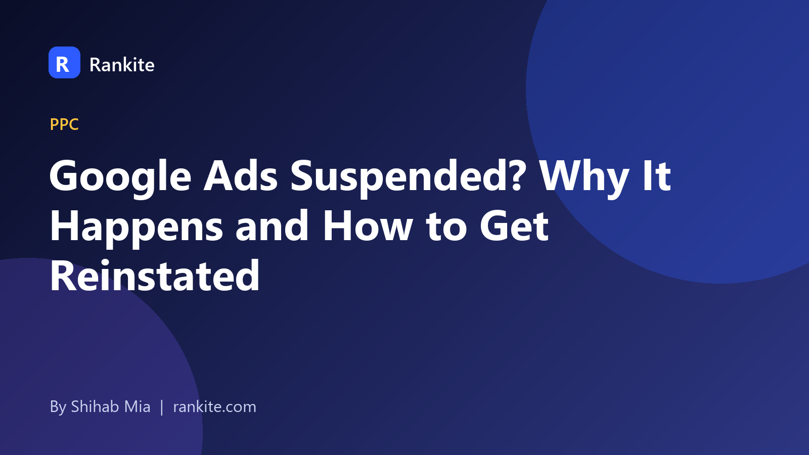 Google Ads suspended account illustration with a warning icon, megaphone, and checklist
