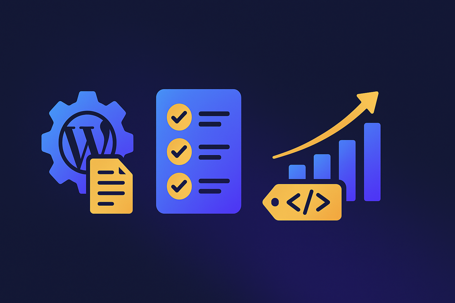 On-page SEO for WordPress guide showing titles, checklist, and ranking chart