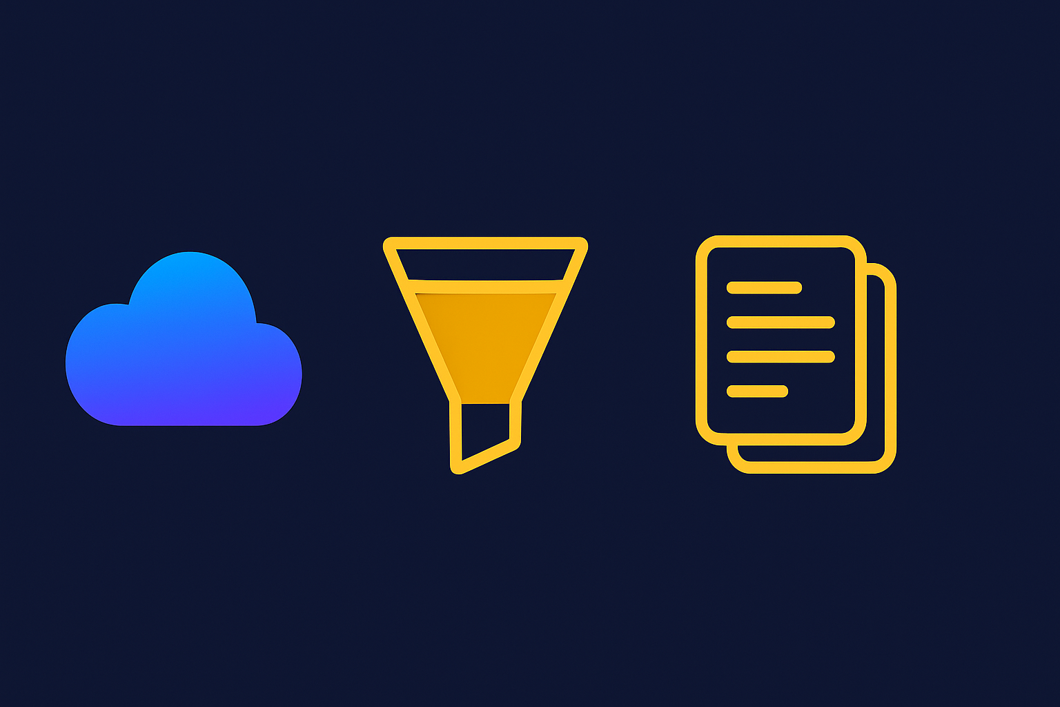 SaaS content marketing illustration with a cloud, a marketing funnel, and content blocks