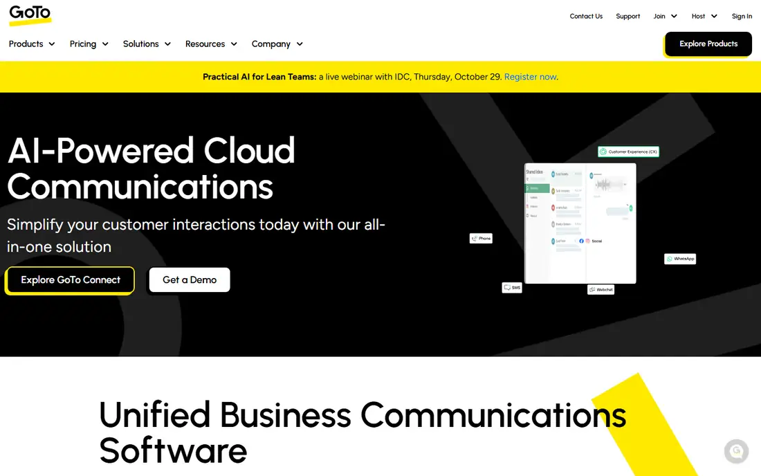 GoTo Connect homepage