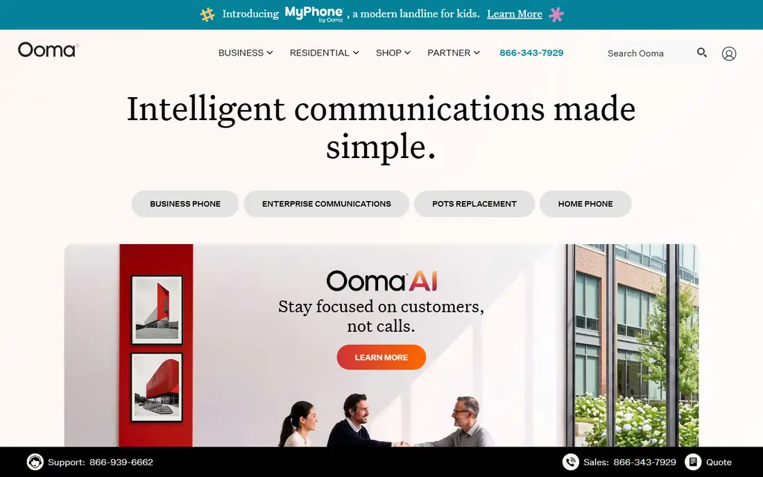 Ooma homepage