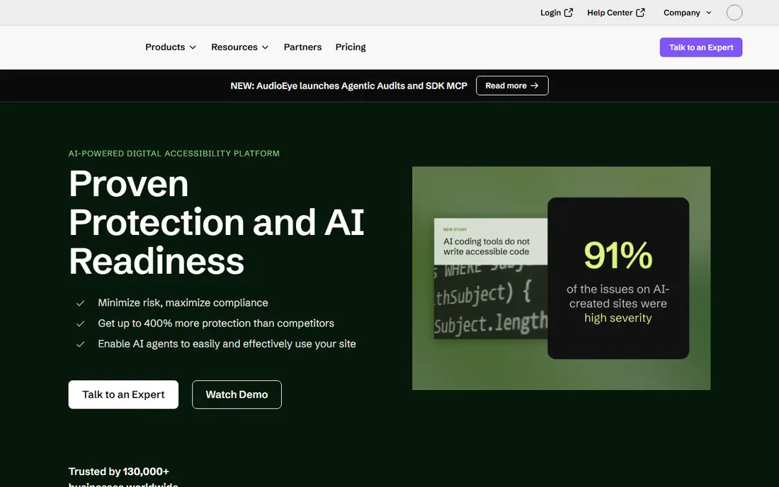 AudioEye homepage