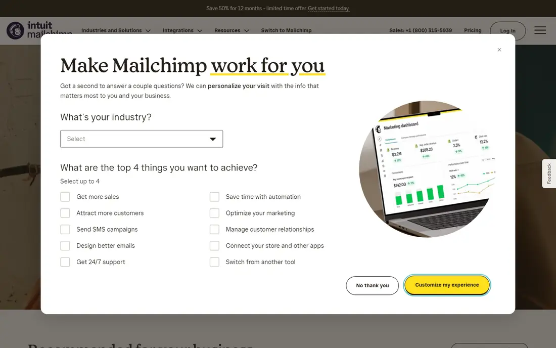 Mailchimp homepage