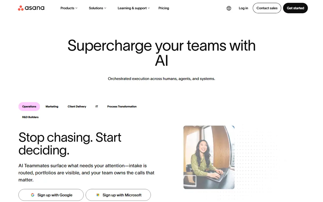 Asana homepage