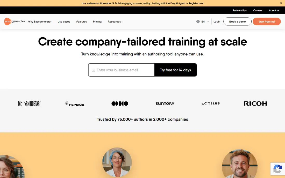 Easygenerator homepage