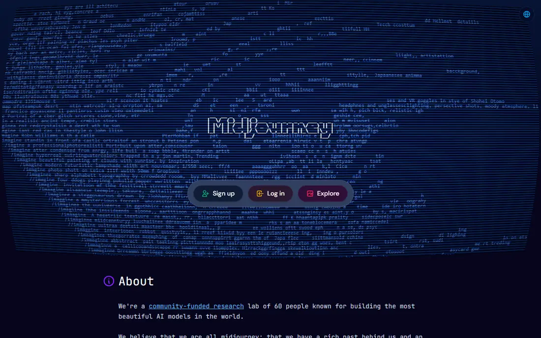 Midjourney homepage