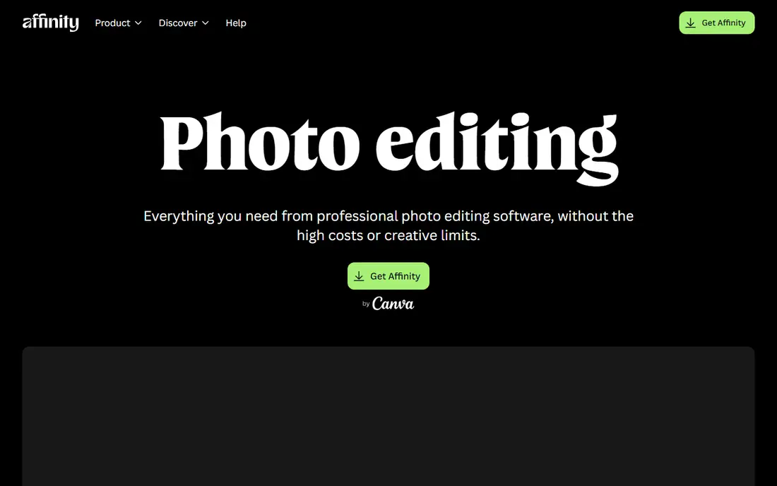 Affinity Photo homepage