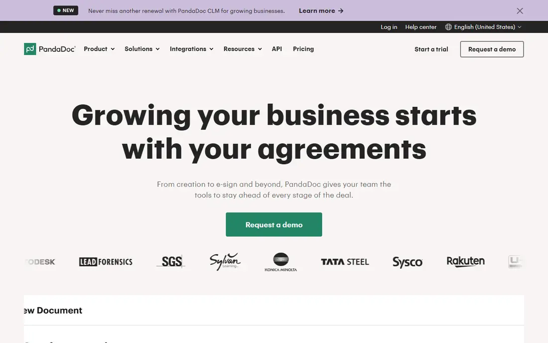 PandaDoc homepage