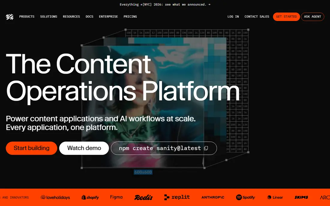 Sanity homepage