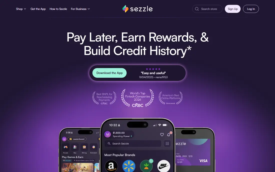 Sezzle homepage