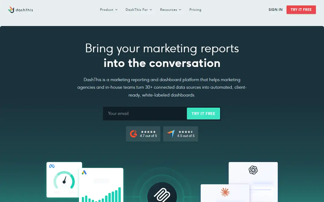 DashThis homepage