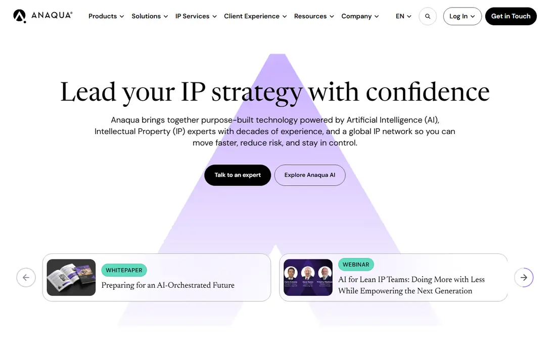 Anaqua homepage