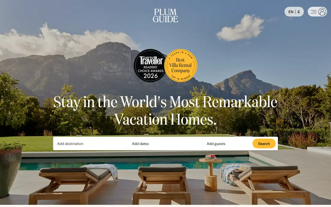 Plum Guide homepage