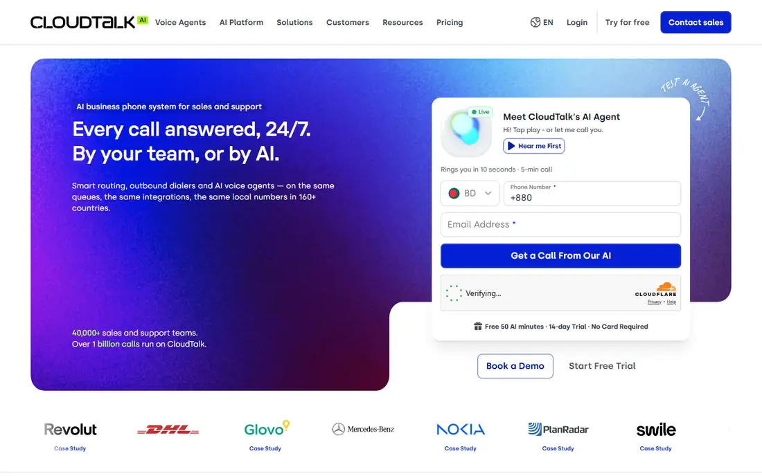 CloudTalk homepage
