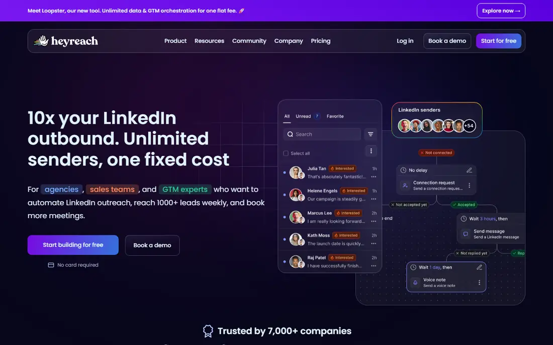 HeyReach homepage