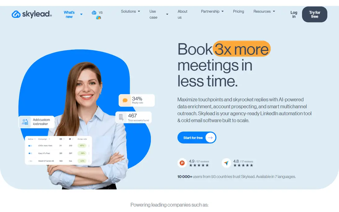 Skylead homepage