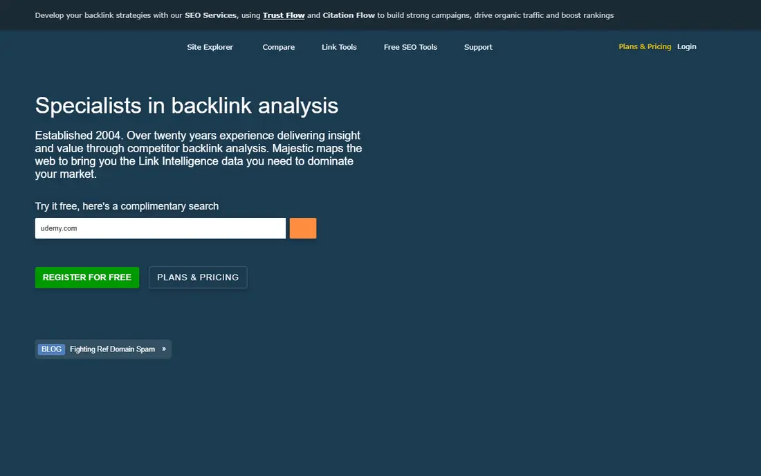Majestic homepage