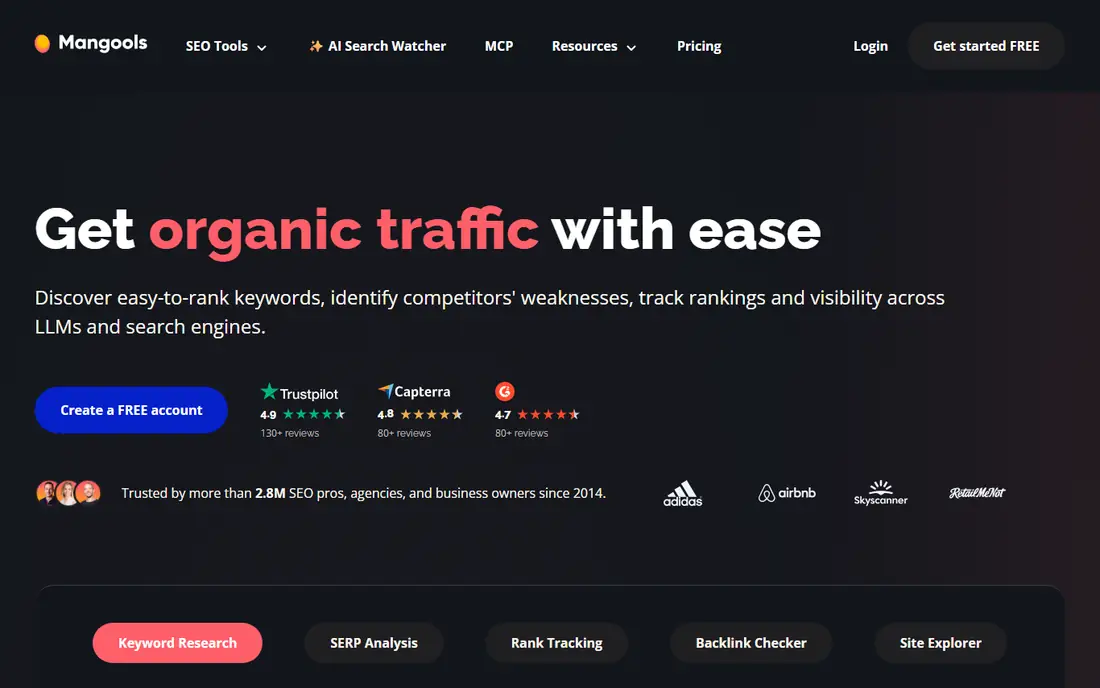 Mangools homepage