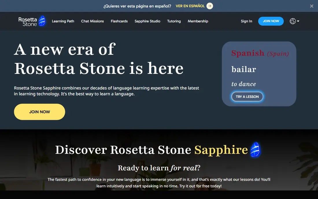 Rosetta Stone homepage