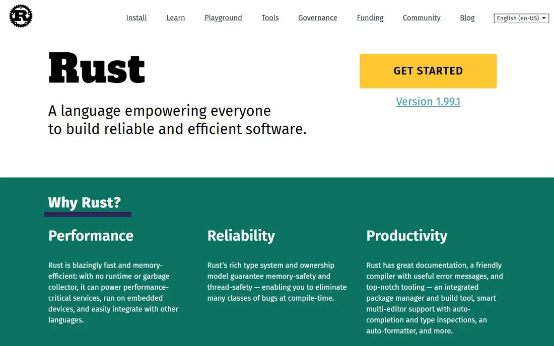 Rust homepage