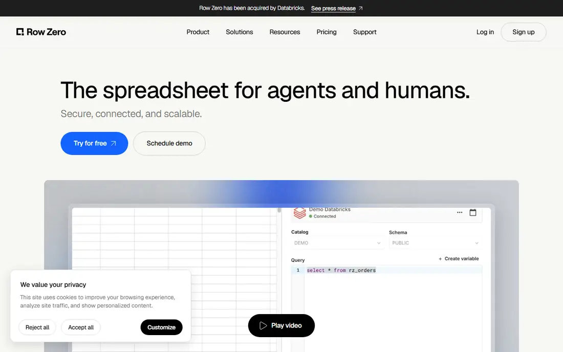 Row Zero homepage