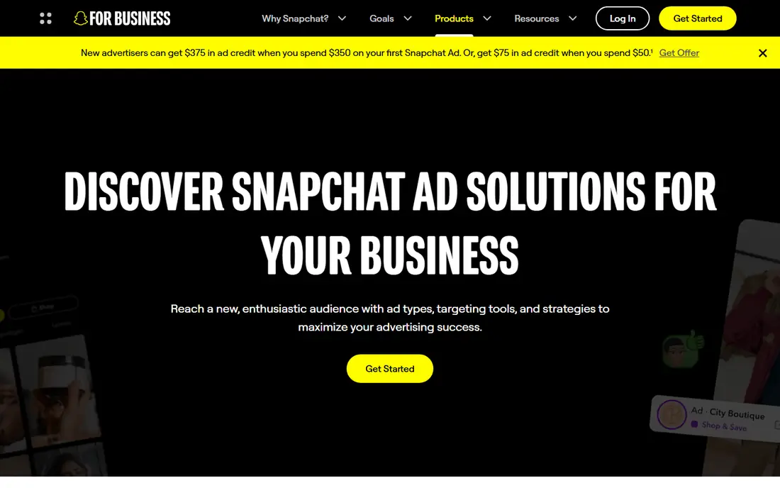Snapchat Ads homepage