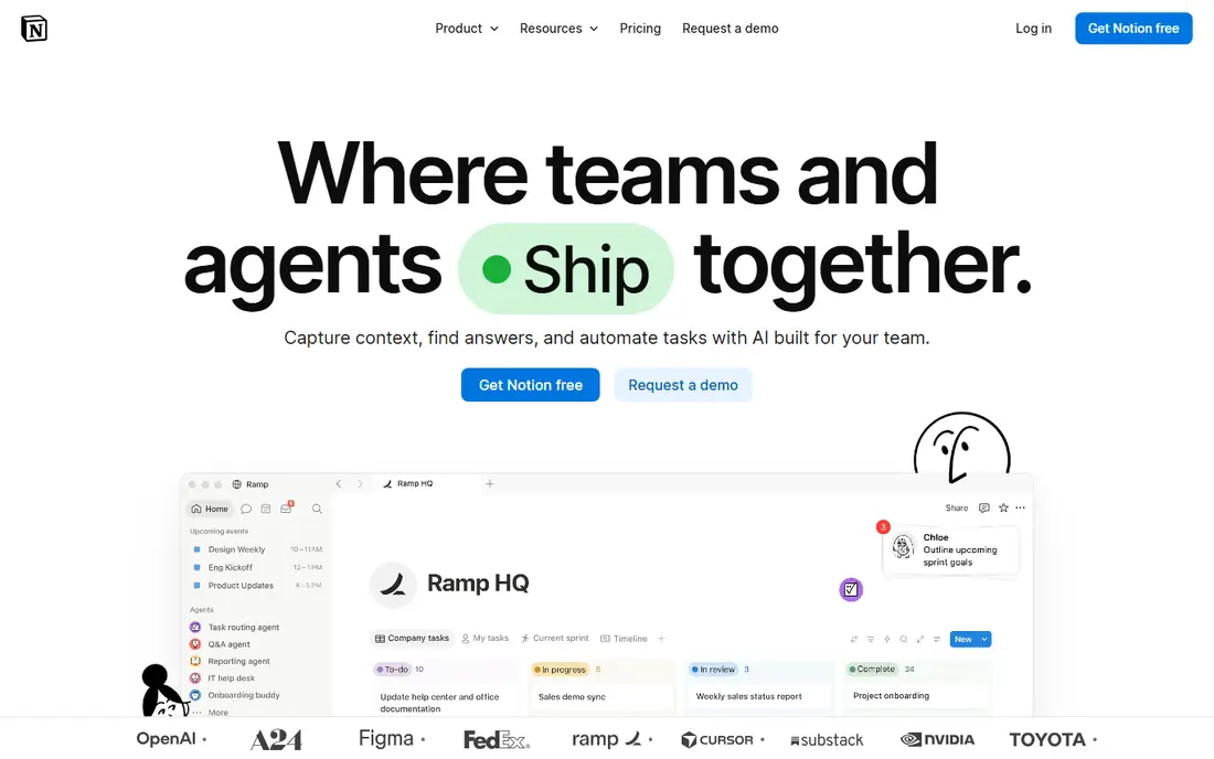Notion homepage