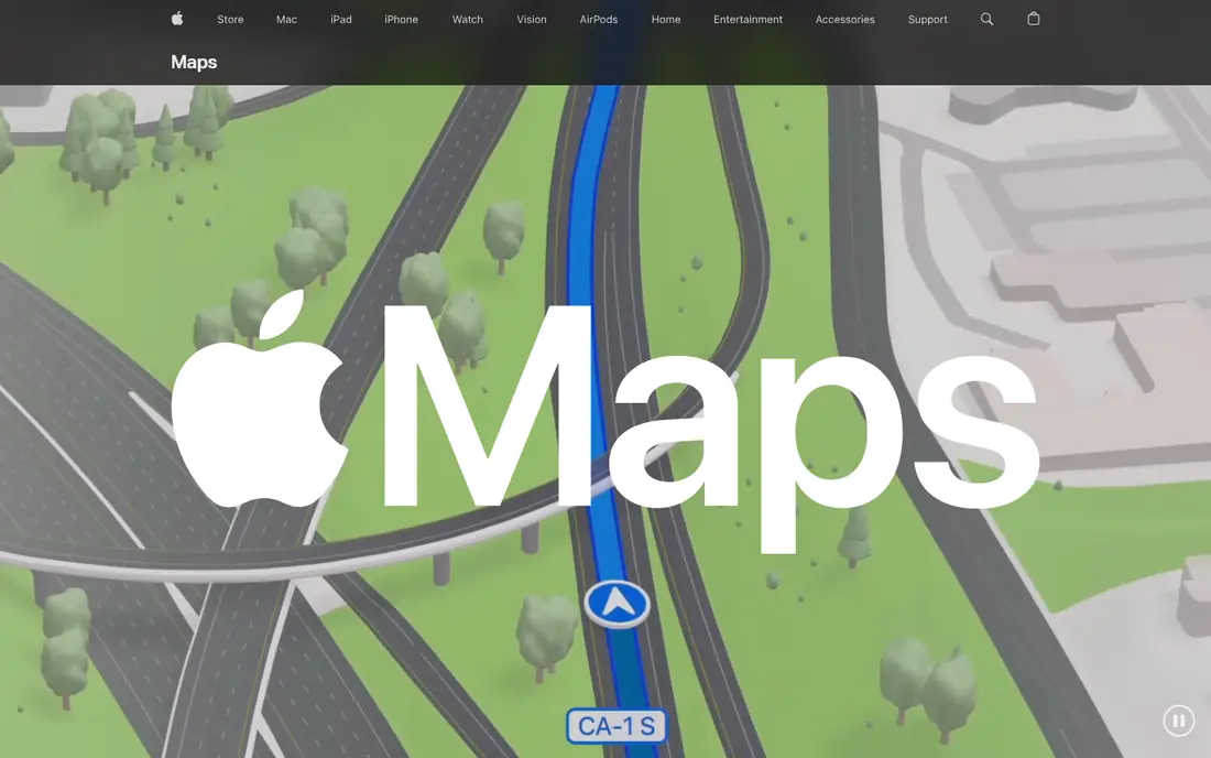 Apple Maps homepage