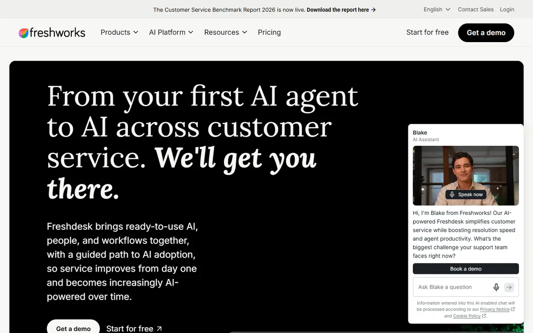 Freshdesk homepage
