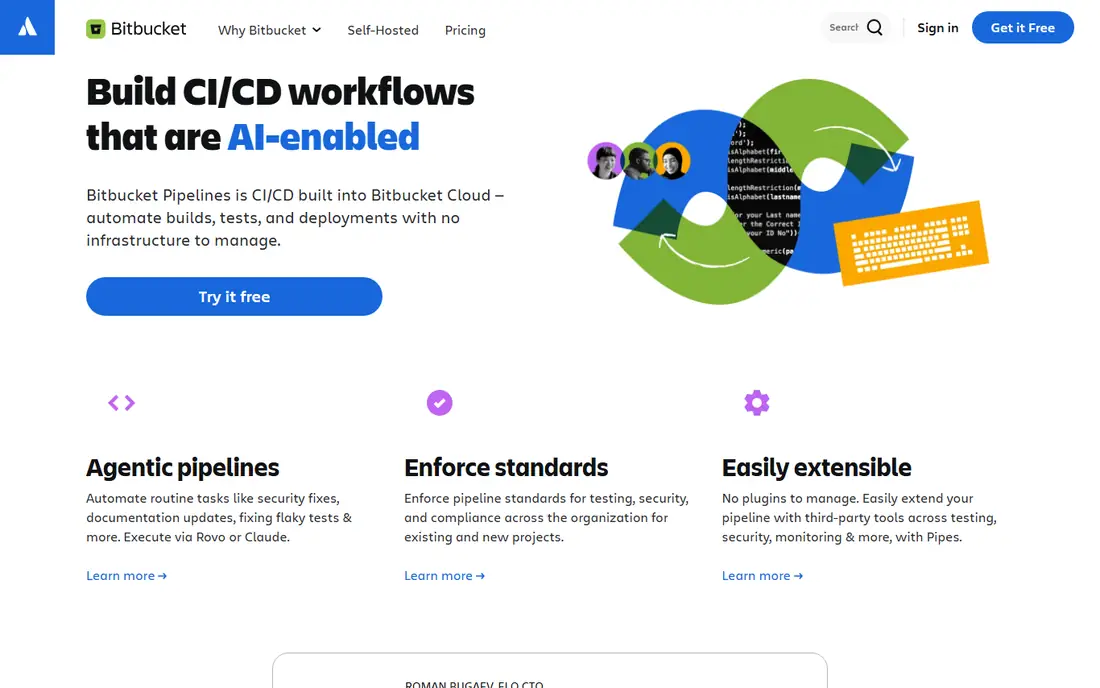 Bitbucket Pipelines homepage