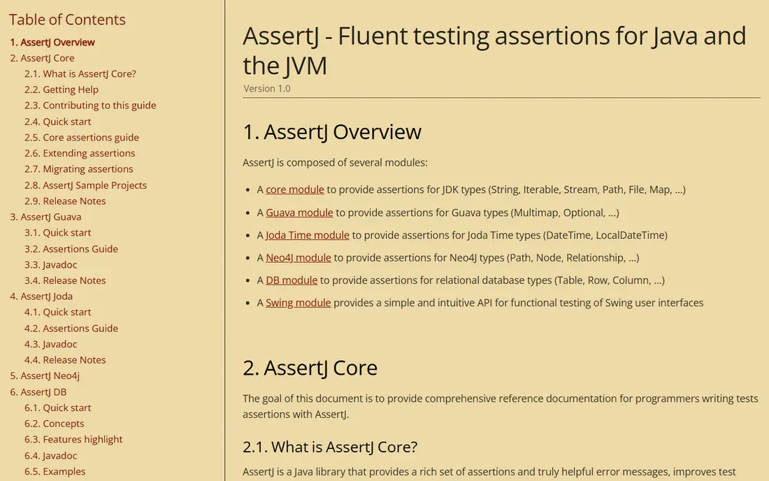AssertJ homepage