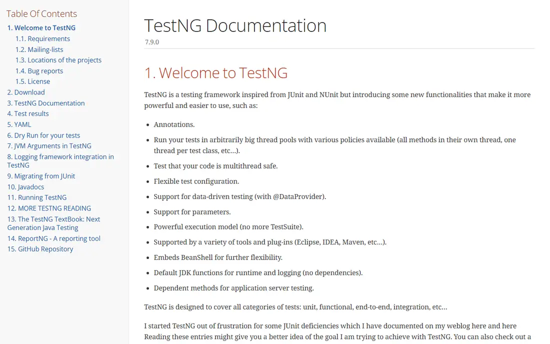 TestNG homepage