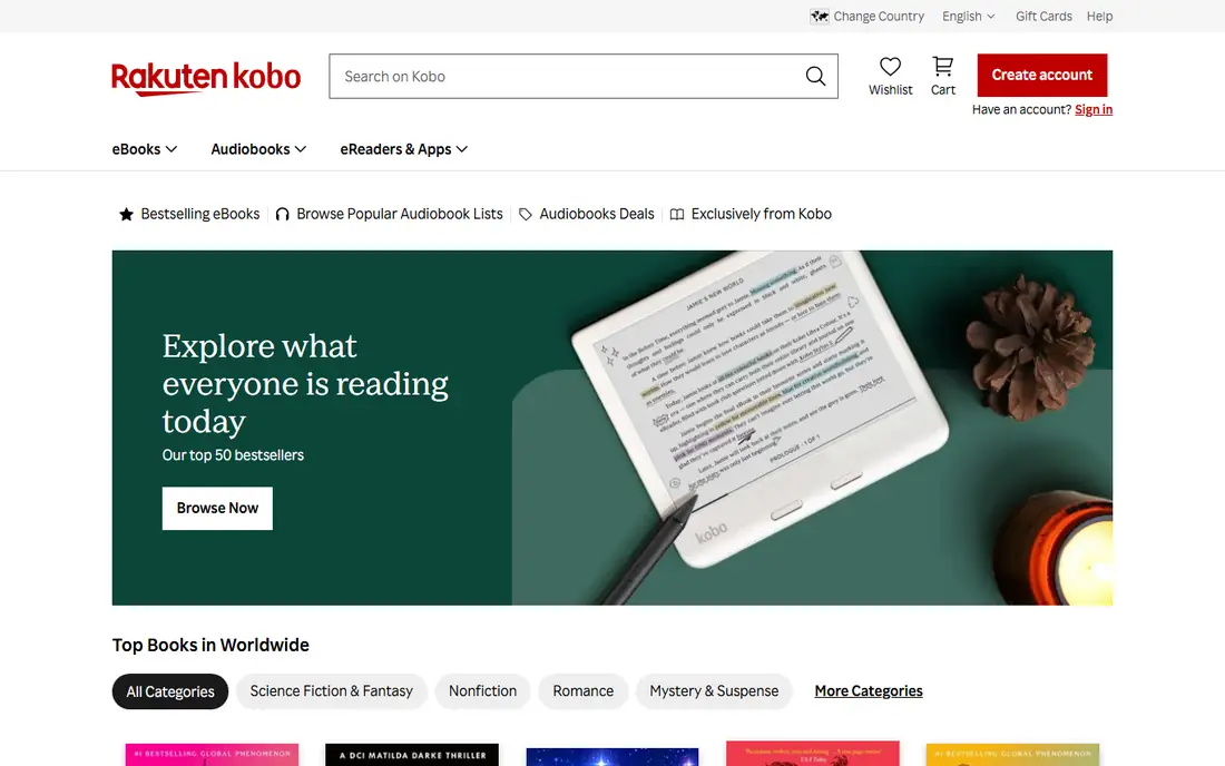 Kobo Libra Colour homepage