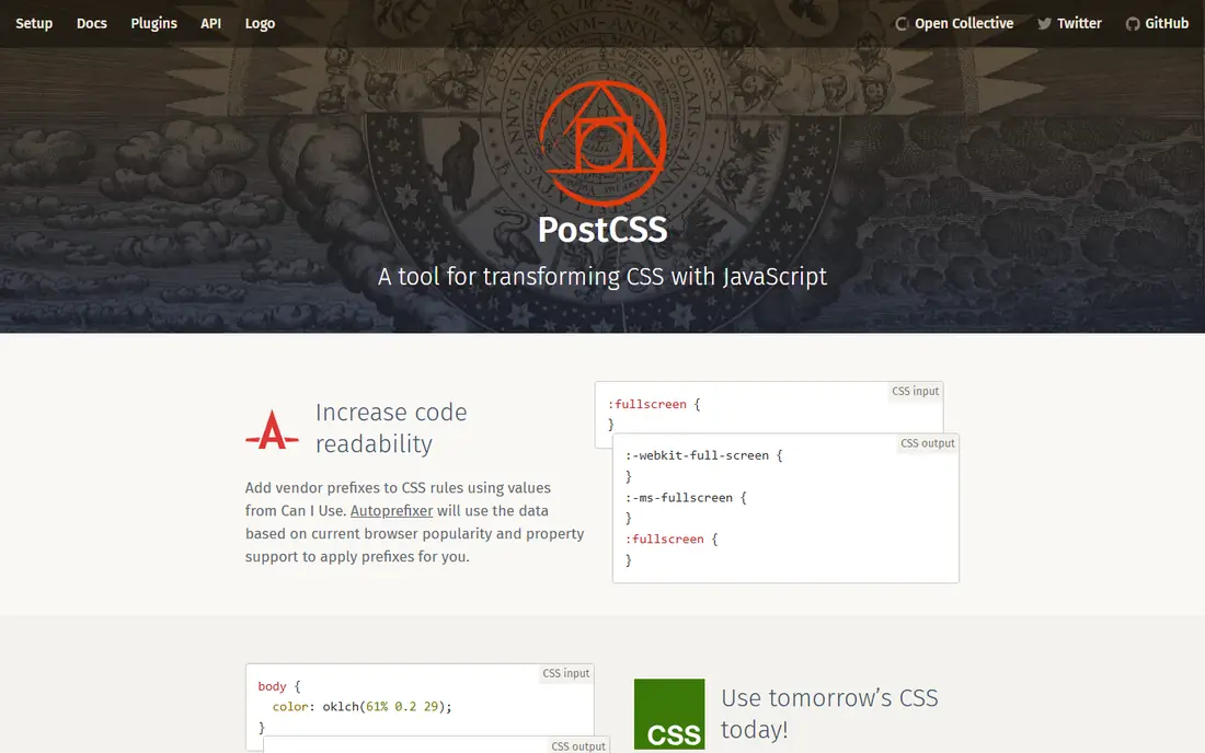 PostCSS homepage