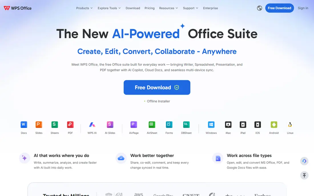 WPS Office homepage