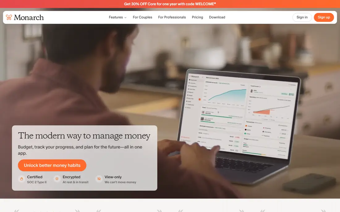 Monarch Money homepage