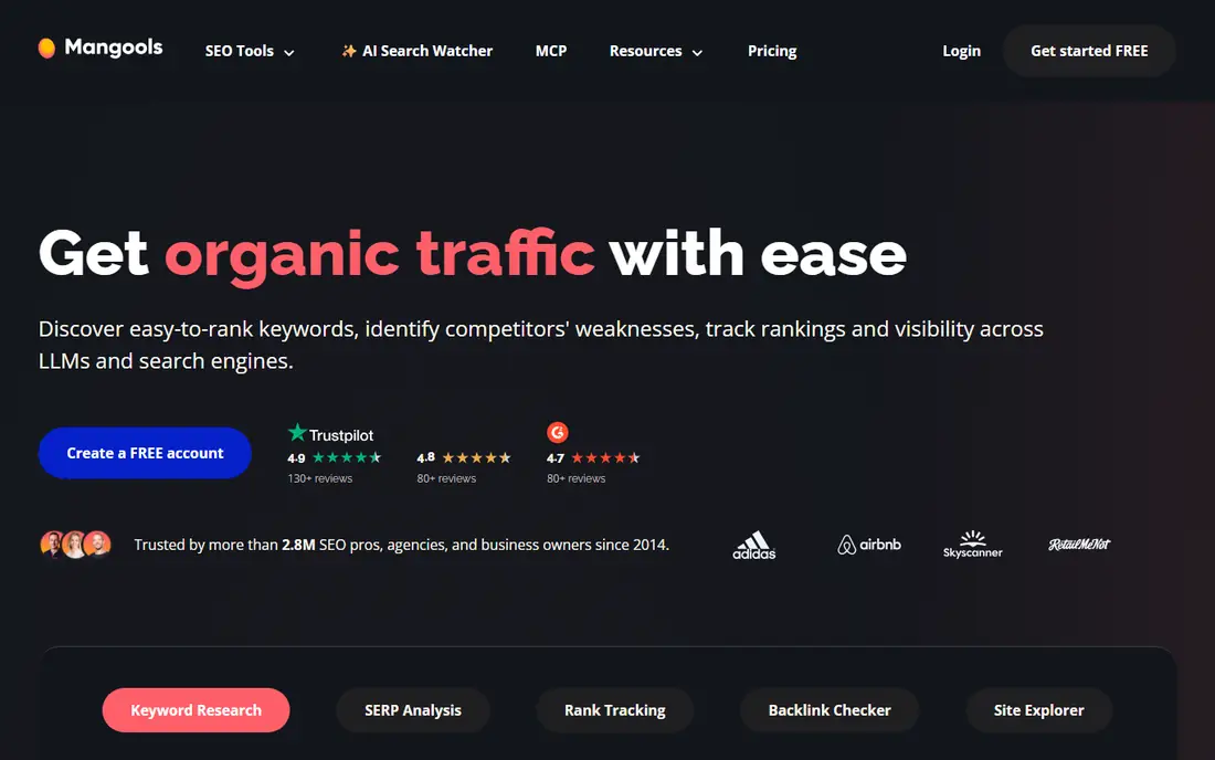 Mangools homepage