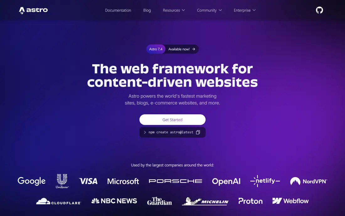 Astro homepage