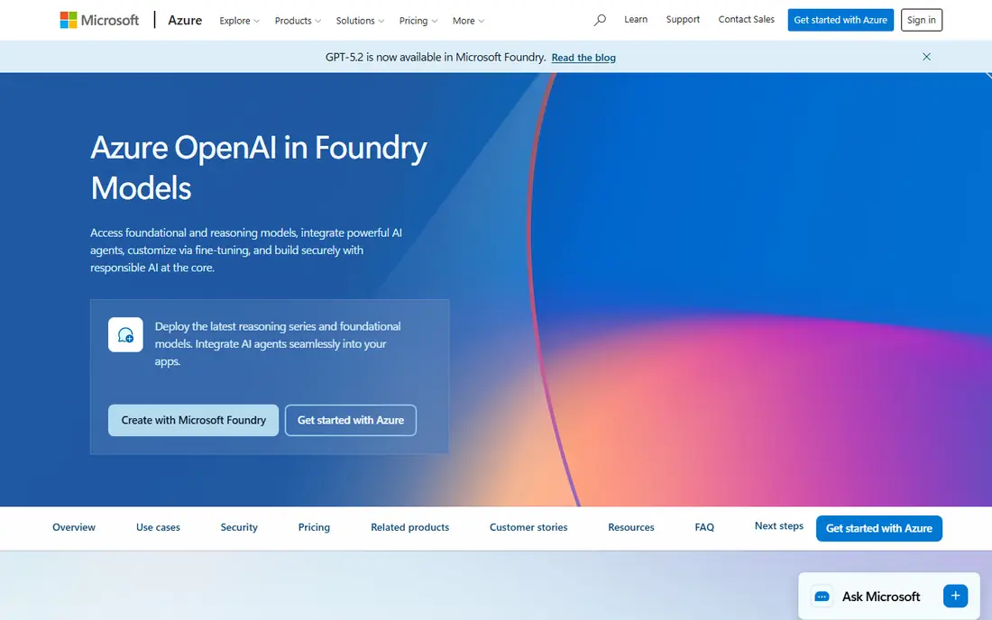 Azure OpenAI homepage