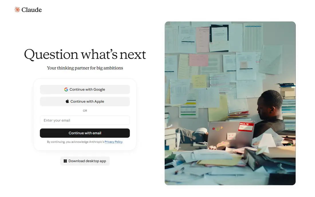 Claude Pro homepage