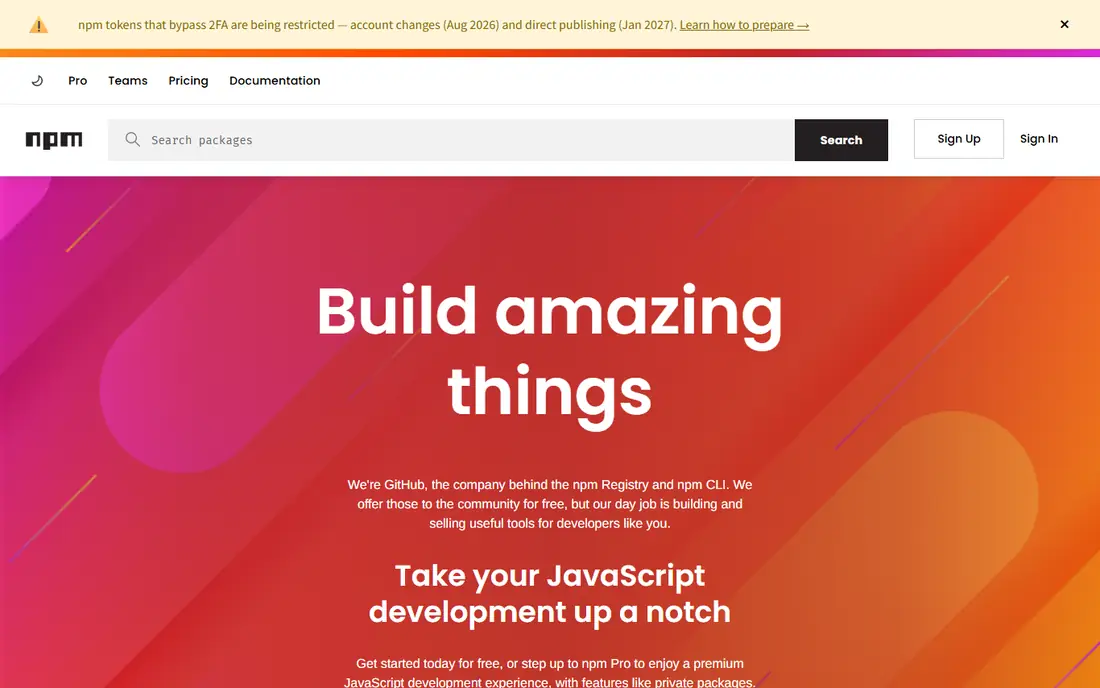 npm homepage