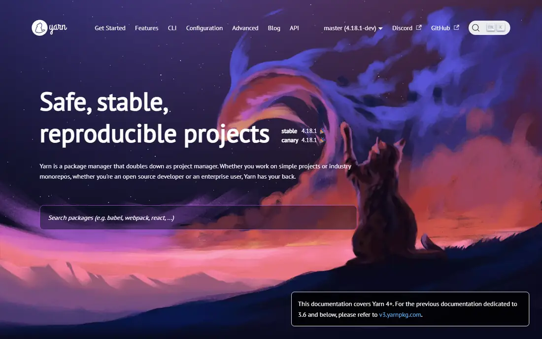 Yarn homepage