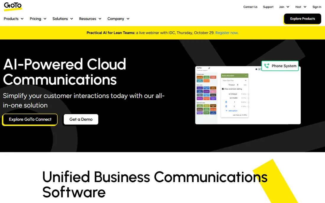 GoTo Connect homepage