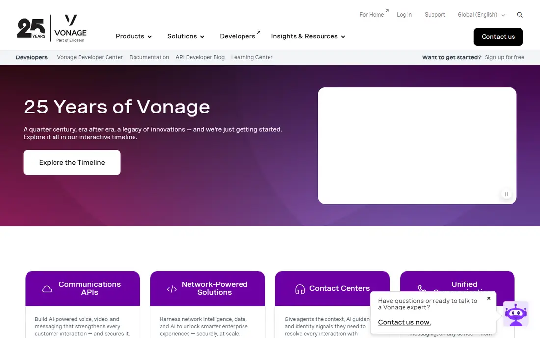 Vonage homepage