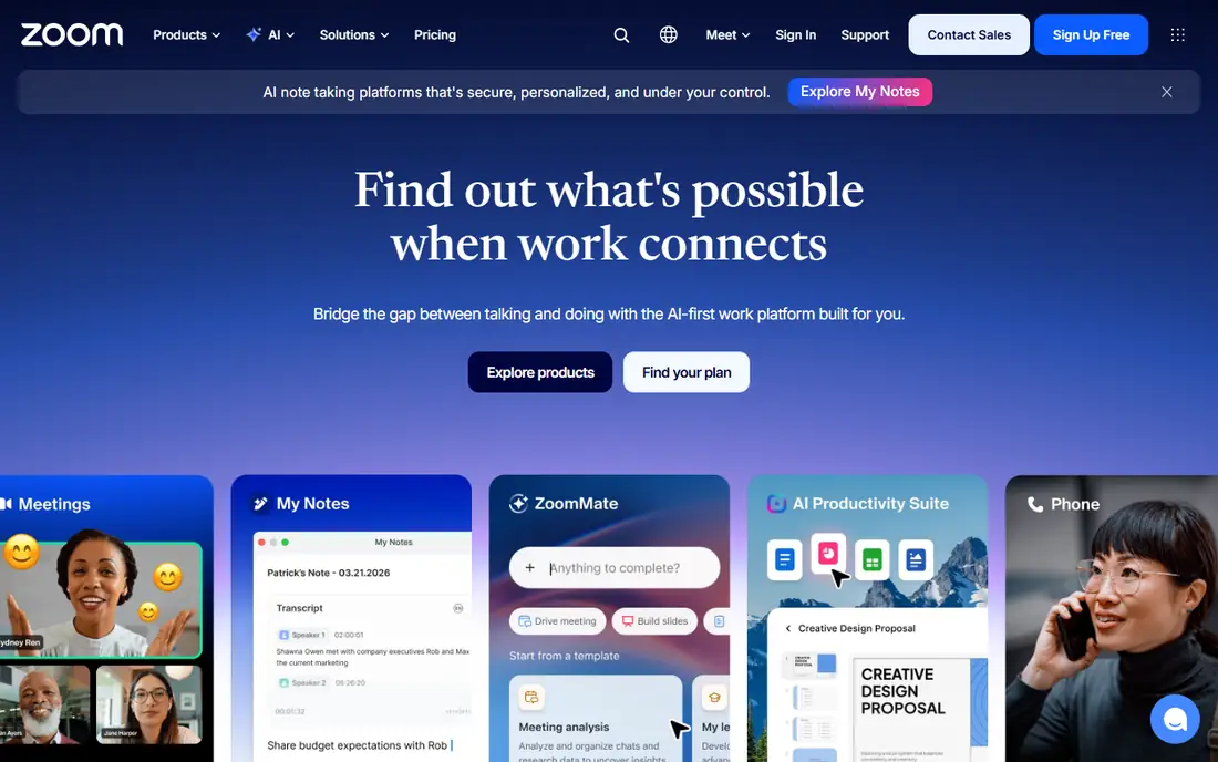 Zoom homepage