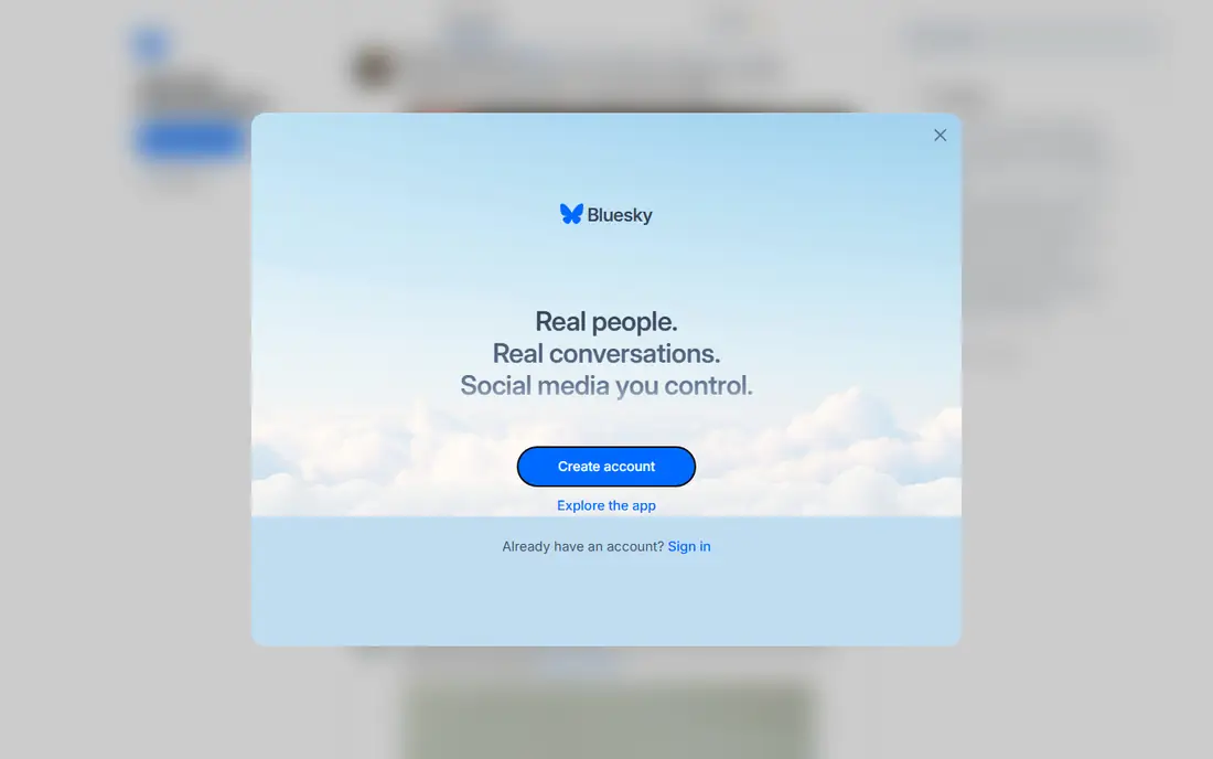 Bluesky homepage