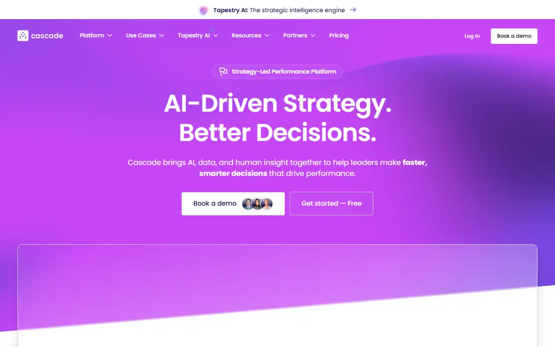 Cascade homepage