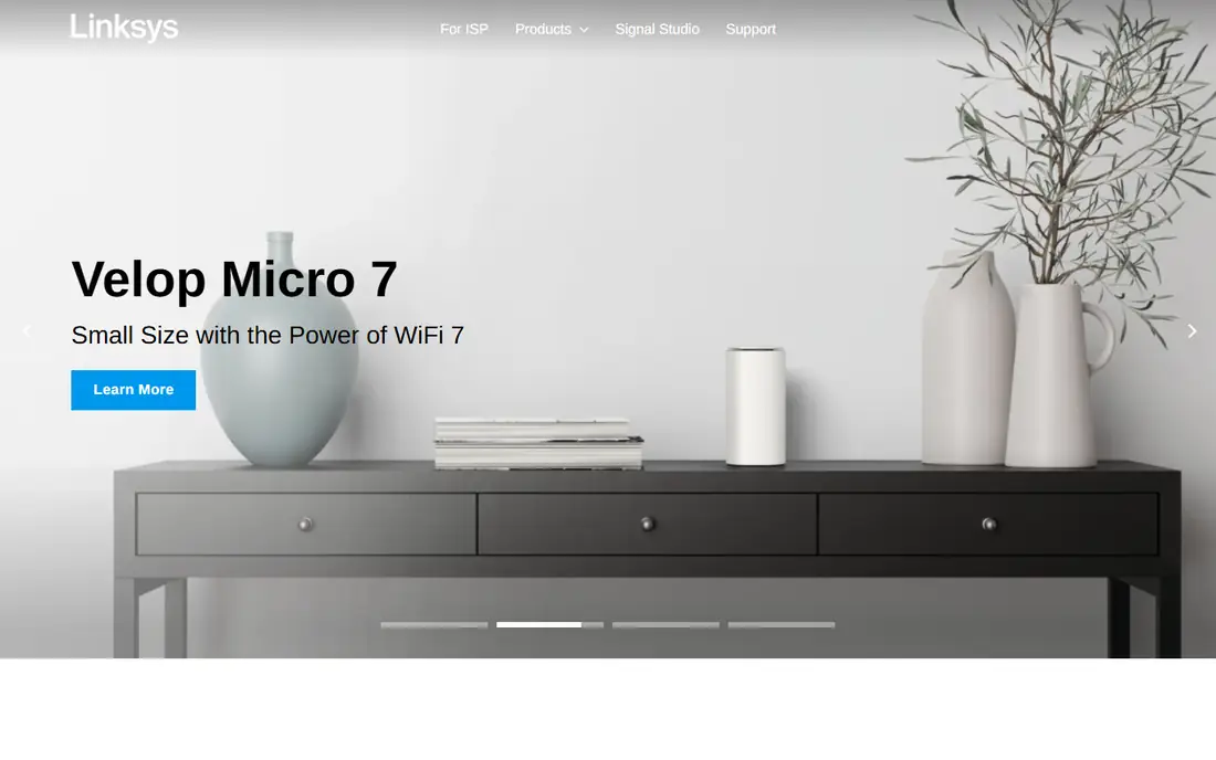 Linksys homepage