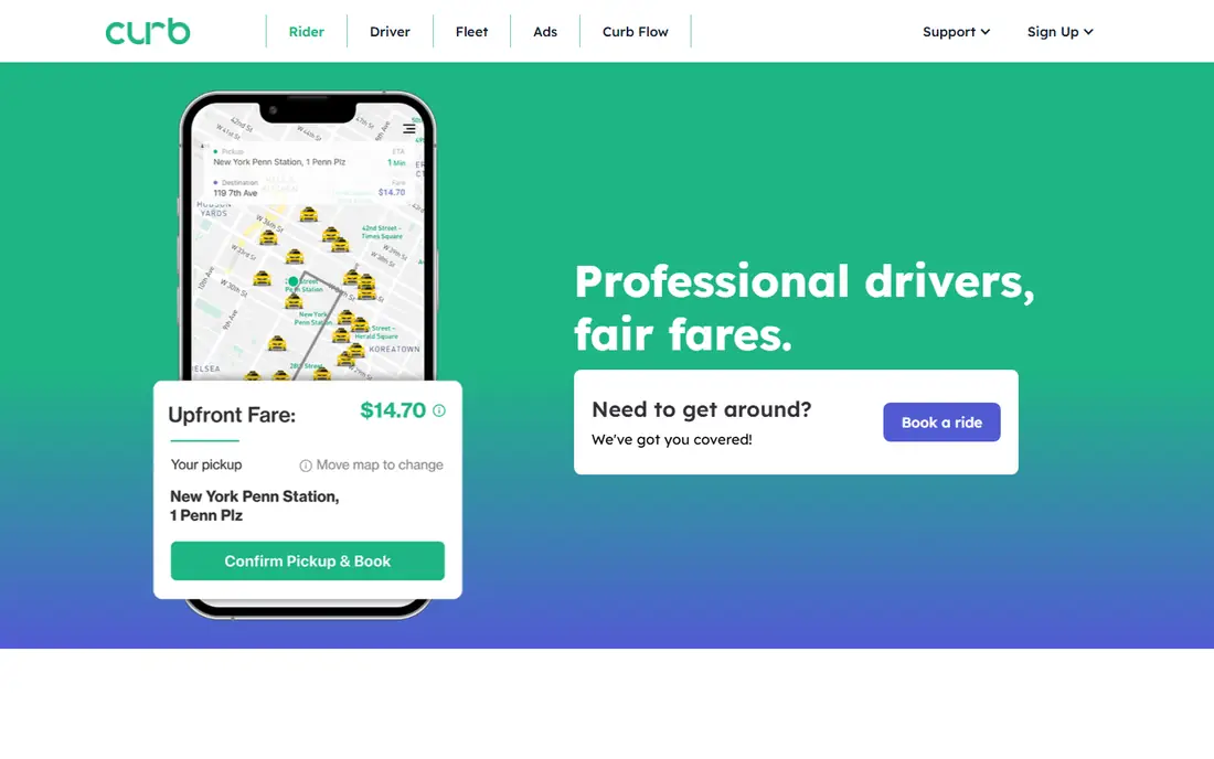 Curb homepage